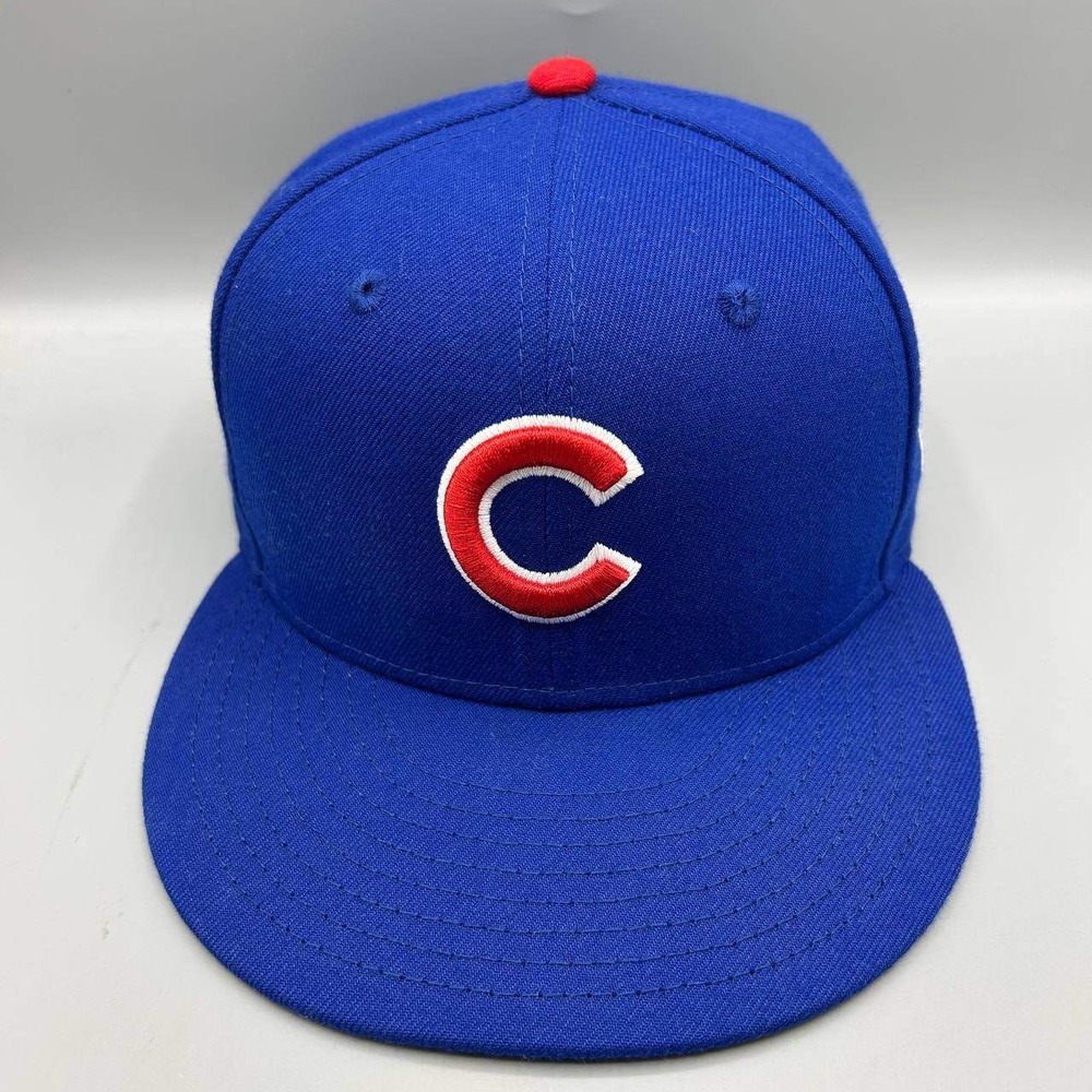 Chicago Cubs MLB Hat Men 7 1/8 Blue Embroidered 59Fifty New Era Fitted Cap